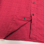 Chemise Tasso Elba Taille L Rouge Soie Rayonne Gaufrée Manches Courtes