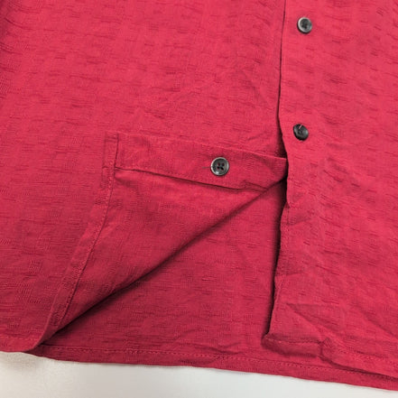 Chemise Tasso Elba Taille L Rouge Soie Rayonne Gaufrée Manches Courtes