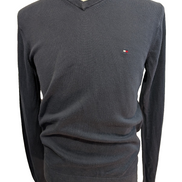 Pull Tommy Hilfiger - Col V - Bleu Marine - Premium Cotton - Taille S