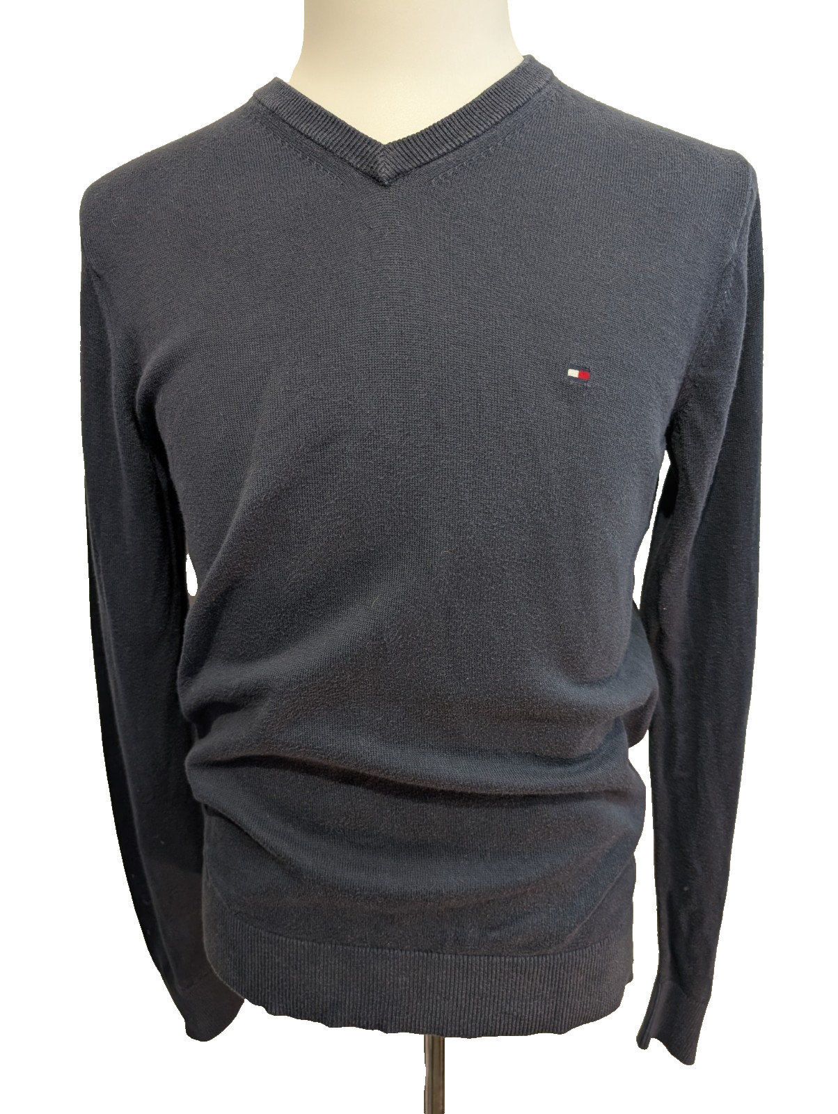 Pull Tommy Hilfiger - Col V - Bleu Marine - Premium Cotton - Taille S