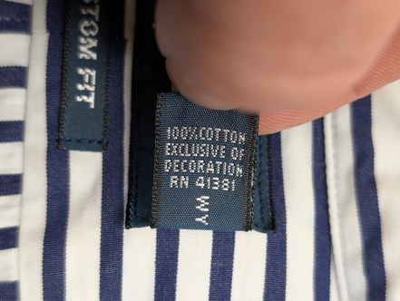 Chemise Ralph Lauren Custom Fit Taille XXL Bleu Marine Rayures Manches Longues