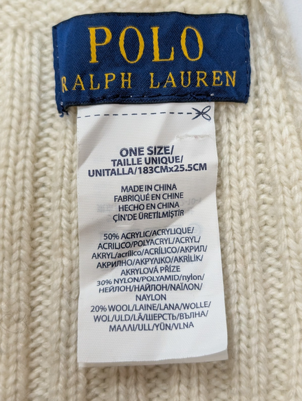 Écharpe Polo Ralph Lauren Sport Vintage XXL 2m Blanc Rouge Marine