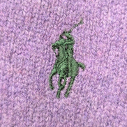 Pull POLO RALPH LAUREN Col V 100% Laine Violet Logo Vert Taille M / L