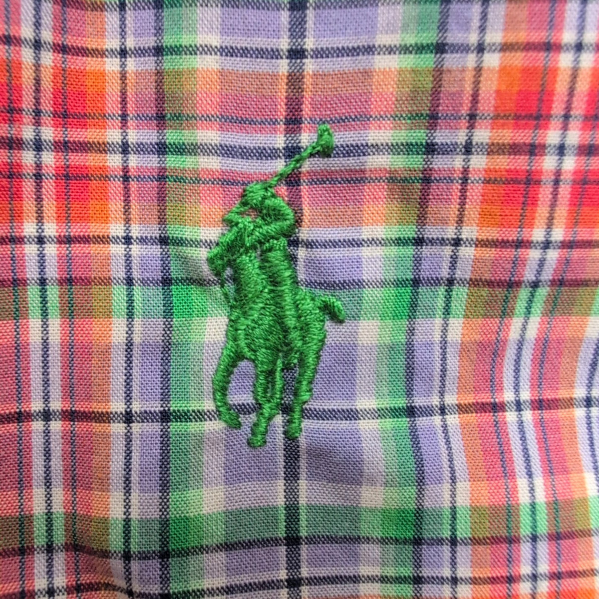 Chemise Ralph Lauren M Custom Fit Lilas Orange Vert Carreaux Shirt Button Down