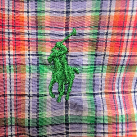 Chemise Ralph Lauren M Custom Fit Lilas Orange Vert Carreaux Shirt Button Down