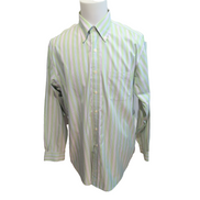 Chemise Brooks Brothers Vintage L Non Iron Neuve Vert Rayures manches longues