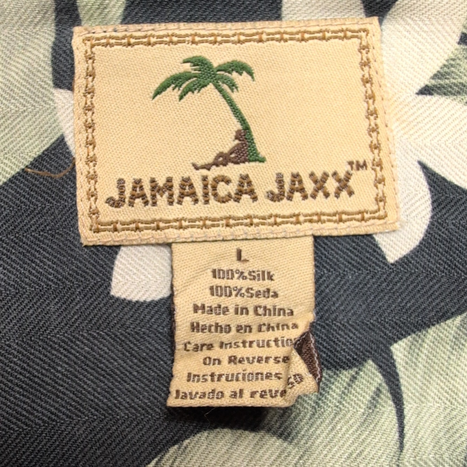 Chemise Hawaïenne Jamaica Jaxx 100% Soie Noire Feuillage Taille L