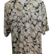 Chemise Hawaïenne TOMMY BAHAMA Beige & Vert Motifs Fleuris - Taille M
