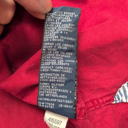 Chemise Tommy Hilfiger Rouge XLTG Made in Laos Logo Brodé Coton Poche