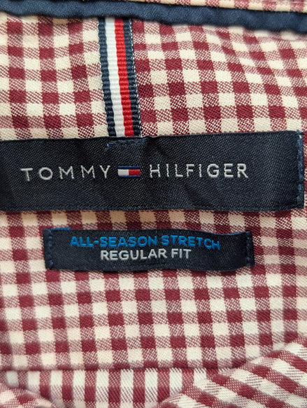 CHEMISE TOMMY HILFIGER L XL Bordeaux Carreaux Stretch Regular Fit