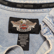 Chemise Harley Davidson 3XL jean denim bleu manches courtes 2 poches