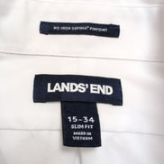 Chemise Land's End Slim Fit M Supima Pinpoint Blanche 100% Coton Homme