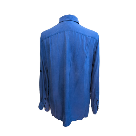 Chemise Lauren Ralph Lauren Femme S Soie Bleu Logo Écusson Doré Poche