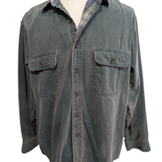 Chemise Surchemise L.L.Bean T.L Doublée Flanelle Toile/Jean Vert Vtg