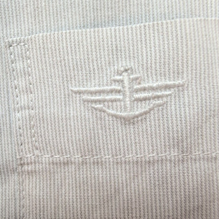 Chemise Dockers manches courtes grise à fines rayures 1 poche S