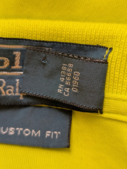 Polo manches courtes Polo Ralph Lauren jaune logo bleu coton Custom Fit L