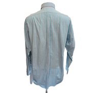 Chemise Ralph Lauren à rayures turquoise logo marron classic fit taille L / XL