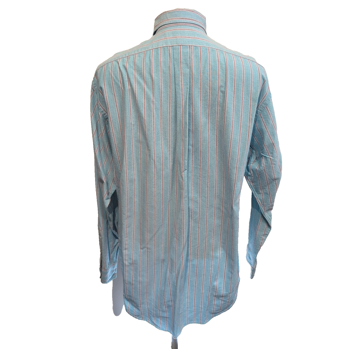 Chemise Ralph Lauren à rayures turquoise logo marron classic fit taille L / XL