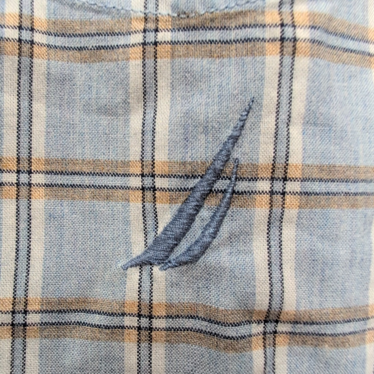 Chemise Nautica XL Bleu Clair Carreaux 100% Coton Logo Poche manches longues