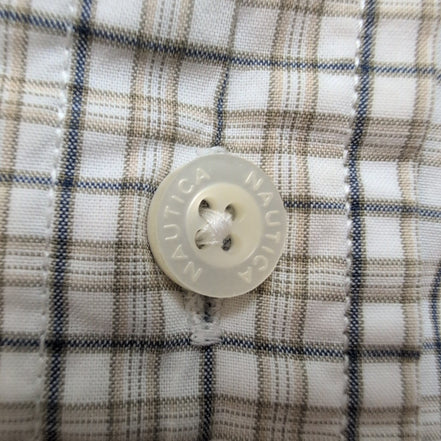 Chemise Nautica M Crème à Carreaux 100% Coton Manches Courtes