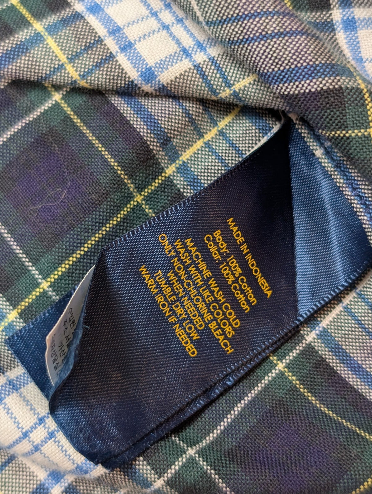 Chemise Polo Ralph Lauren Enfant L 14-16 Ans Carreaux Vert Bleu Logo Jaune