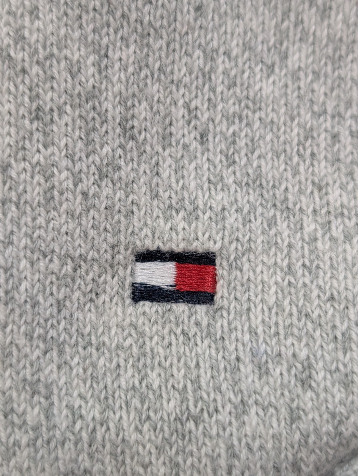 Pull TOMMY HILFIGER Homme Gris Moucheté 100% Coton Taille L Excellent État