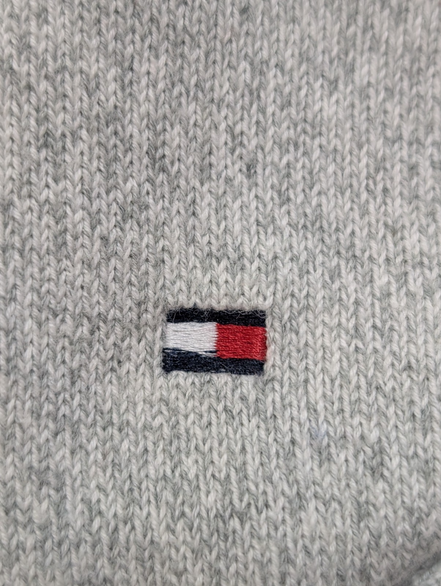 Pull TOMMY HILFIGER Homme Gris Moucheté 100% Coton Taille L Excellent État