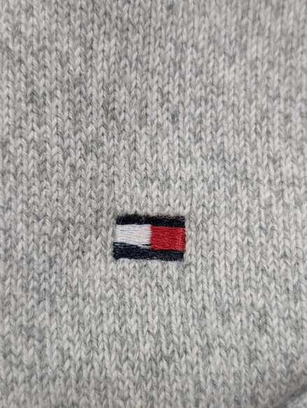 Pull TOMMY HILFIGER Homme Gris Moucheté 100% Coton Taille L Excellent État