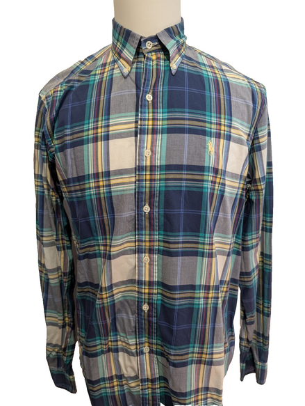 CHEMISE Ralph Lauren Homme M CLASSIC FIT Multicolore Carreaux Logo Jaune