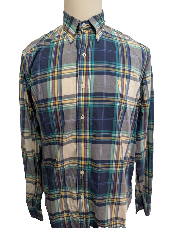 CHEMISE Ralph Lauren Homme M CLASSIC FIT Multicolore Carreaux Logo Jaune