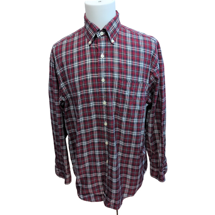 Chemise Nautica 80s Two Ply Basketweave L Rouge Carreaux Coton
