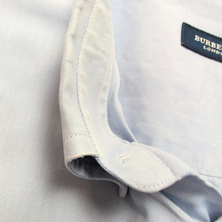 Chemise Burberry L/XL Bleu Clair Logo Brodé Boutons Gravés Coton Manches longues