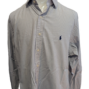Chemise Polo Ralph Lauren Shirt XL Carreaux Bleu Blanc Col Classique Coton