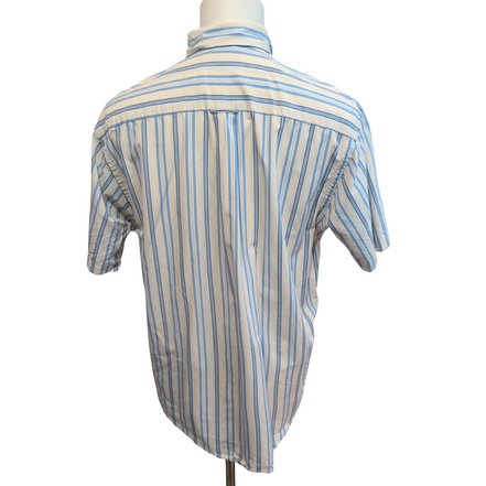 Chemise Nautica Manches Courtes Rayures Bleu et Blanc Taille M 100% Coton