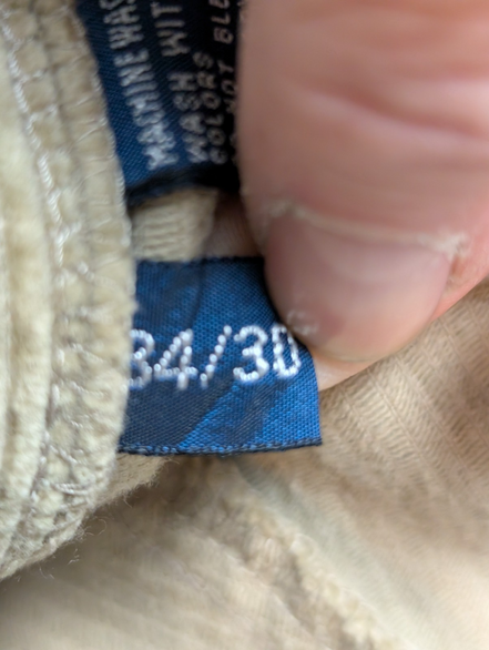 Pantalon Velours Côtelé Polo Ralph Lauren W34 L30 Marron Clair Beige vintage