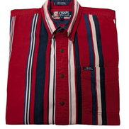 Chemise CHAPS Ralph Lauren rouge rayures shirt button down coton L