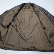 Veste Seal boutonnée cuir marron mi-longue vintage taille M #8c