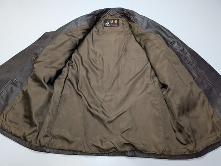 Veste Seal boutonnée cuir marron mi-longue vintage taille M #8c