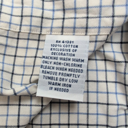 Chemise Ralph Lauren XL Blanche Carreaux Bleu Noir Logo Marine Button Down Shirt