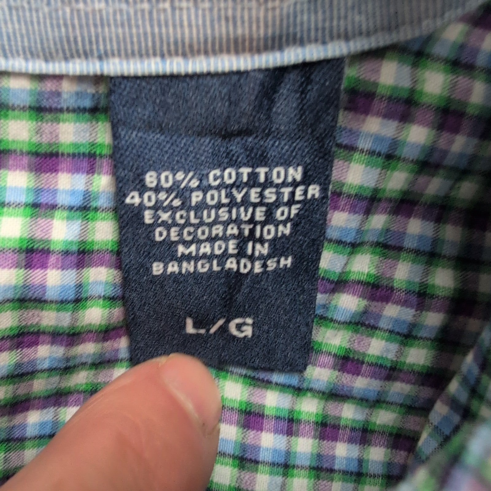Chemise CHAPS violet et verte à carreaux manches courtes taille L #4e