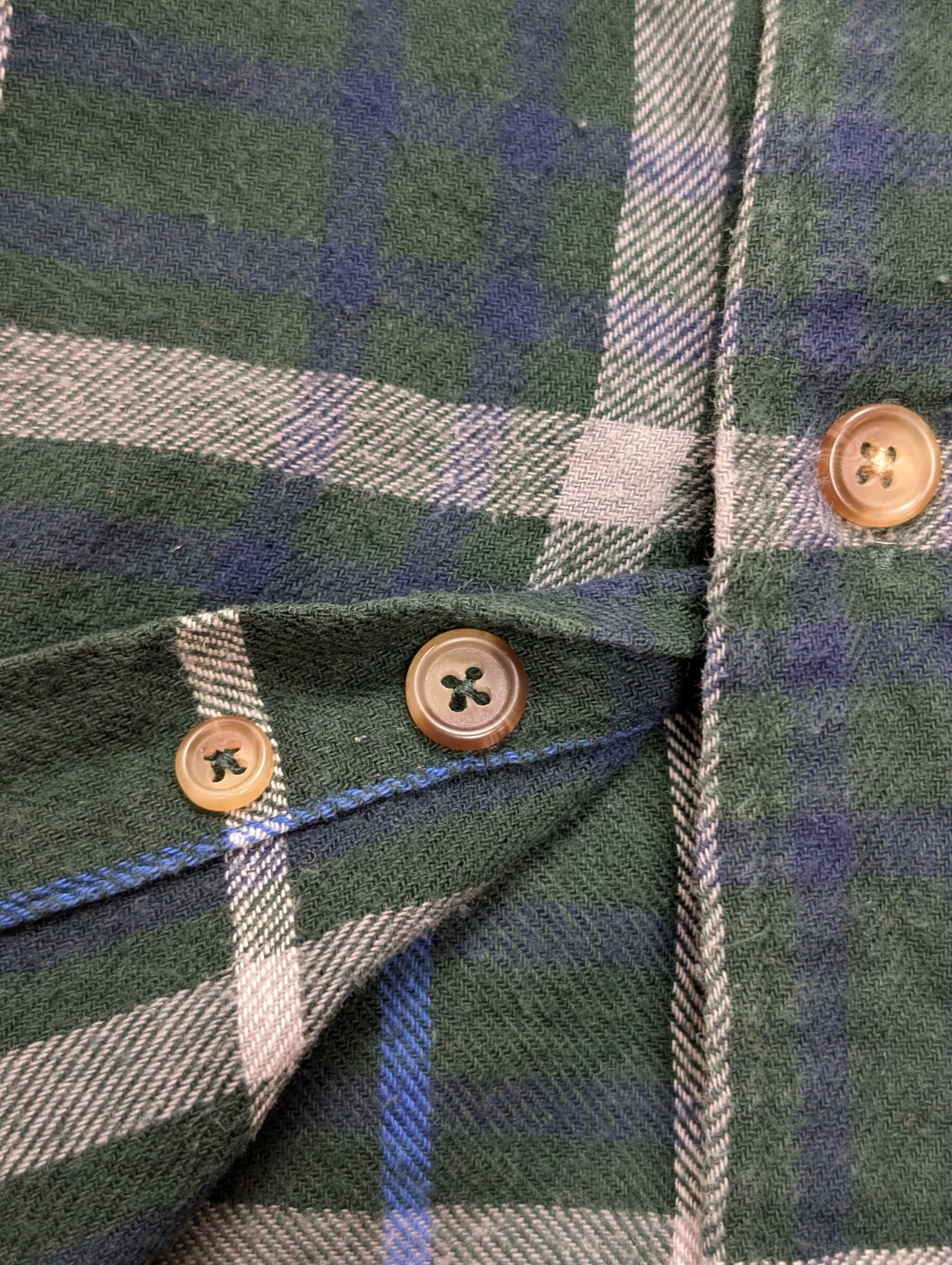CHAPS Flanelle Vert Bleu Blanc L Logo Brodé EE VINTAGE 100% Coton | 312S