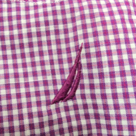 Chemise Nautica M Classic Fit Bordeaux Carreaux Coton Logo Brodé manches longues