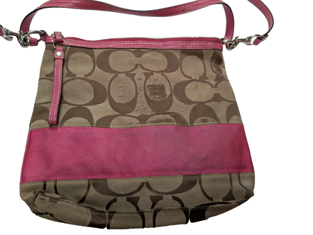 Sac Coach Signature Rose Fuchsia Toile Jacquard Bandoulière