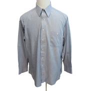 Chemise Pierre Cardin L/XL Bleu 60% Coton Poche Boutonnée Vtg Manches longues