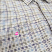 Chemise Lacoste XL 44 Made in France Carreaux Bleu Logo Poche manches longues