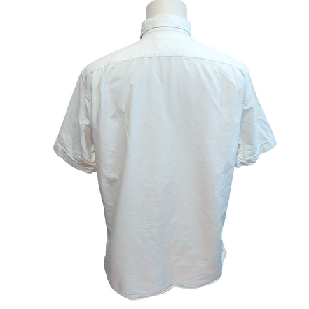 Chemise Lacoste L 42 Blanche Manches Courtes 100% Coton Logo Brodé