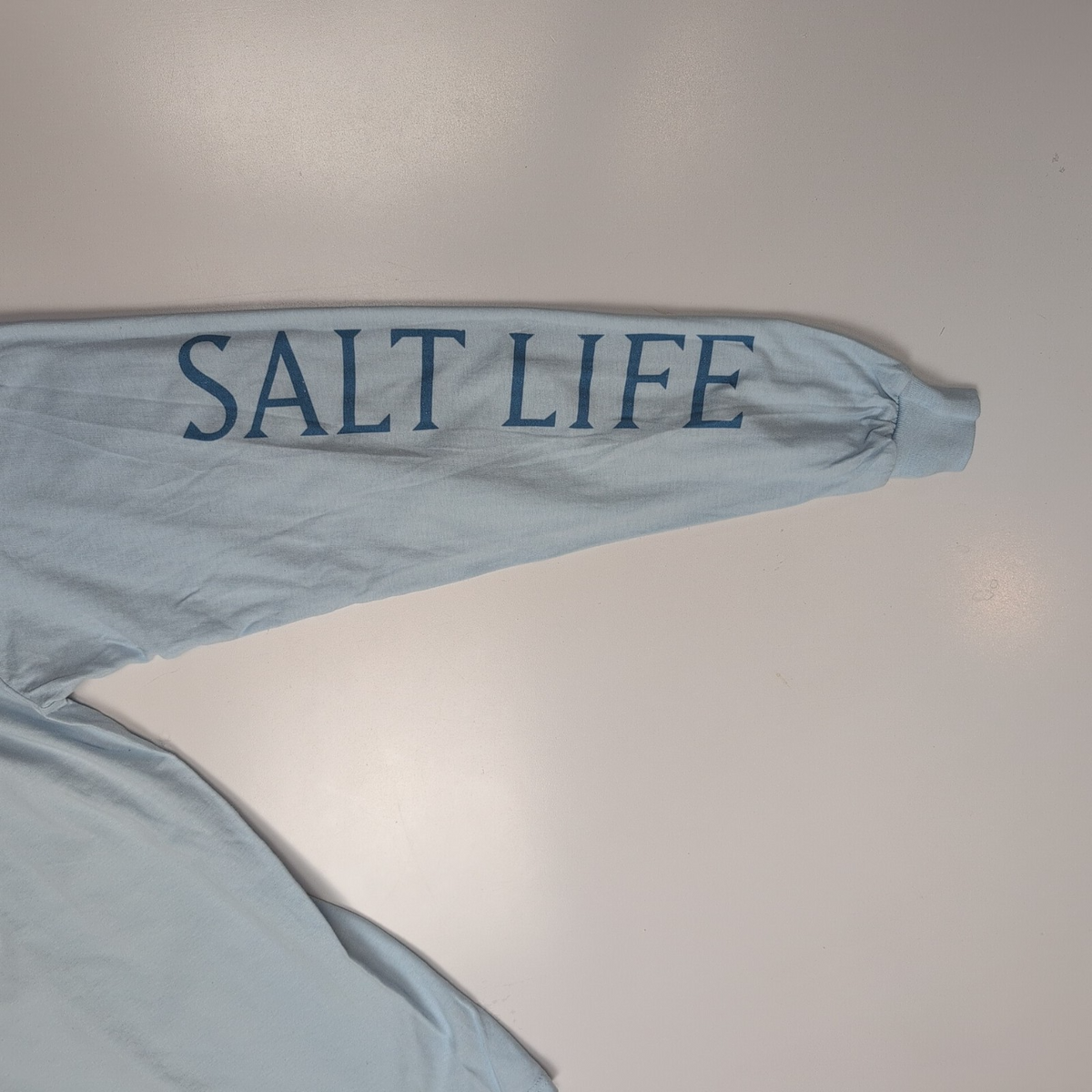 T-shirt Salt Life L Bleu Clair Manches Longues Graphique Neuf Étiquette