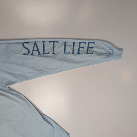 T-shirt Salt Life L Bleu Clair Manches Longues Graphique Neuf Étiquette