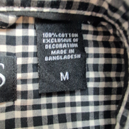 Chemise Chaps M noir blanc petits carreaux 100% coton manches longues