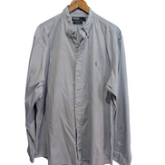 Chemise Polo Ralph Lauren bleue ciel logo marron taille XL #2517